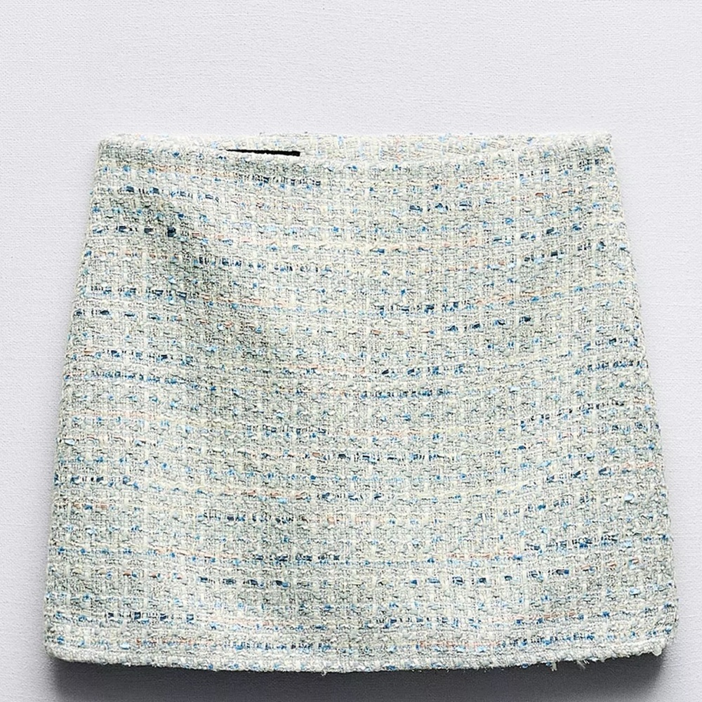 Zara Tweed Skort in Blue and Cream